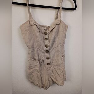 Urban Outfitters Cream Button-Front Girls One-Piece Romper